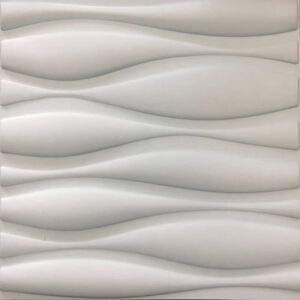 Esta es una imagen de un muro blanco con un diseño ondulado. El patrón de olas le da textura y movimiento al muro, haciéndolo más interesante y atractivo. Esto puede ser ideal para habitaciones en Bogotá ya que ofrece una sensación de frescura y modernidad. Para lograr este diseño, se utiliza el Panel Decorativo 3D Bolos, una aplicación para pared que añade dimensión y profundidad a cualquier espacio.